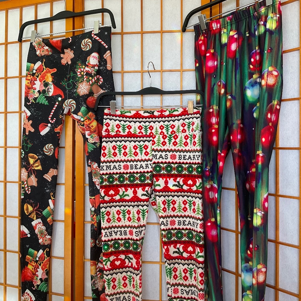 Three Pairs of Festive Christmas Leggings for the price of One!